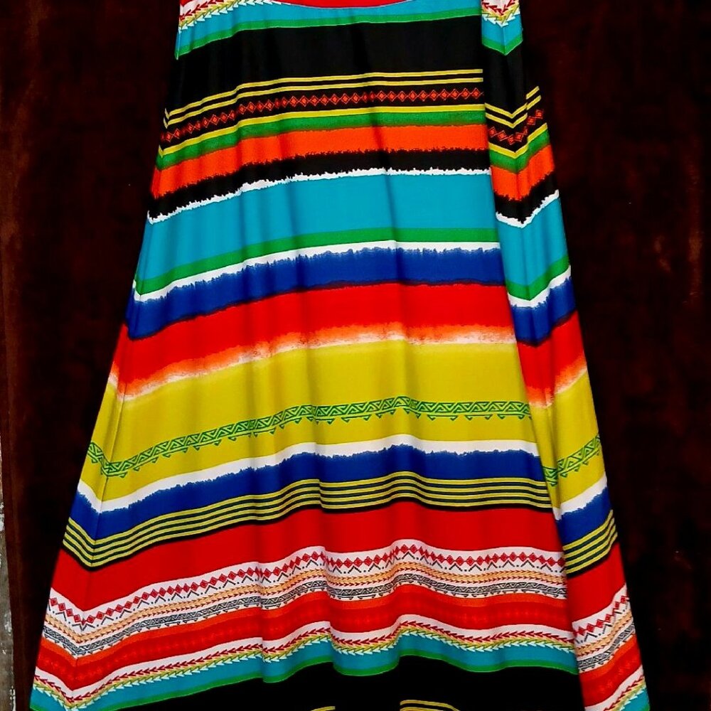New Directions stretchy multi-colored pull on maxi skirt (L)